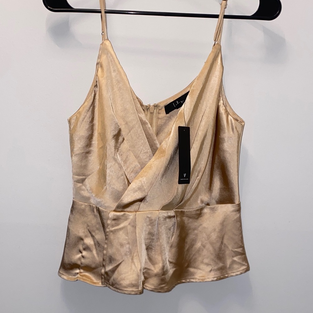 Lulu's Gold Satin Camisole Top